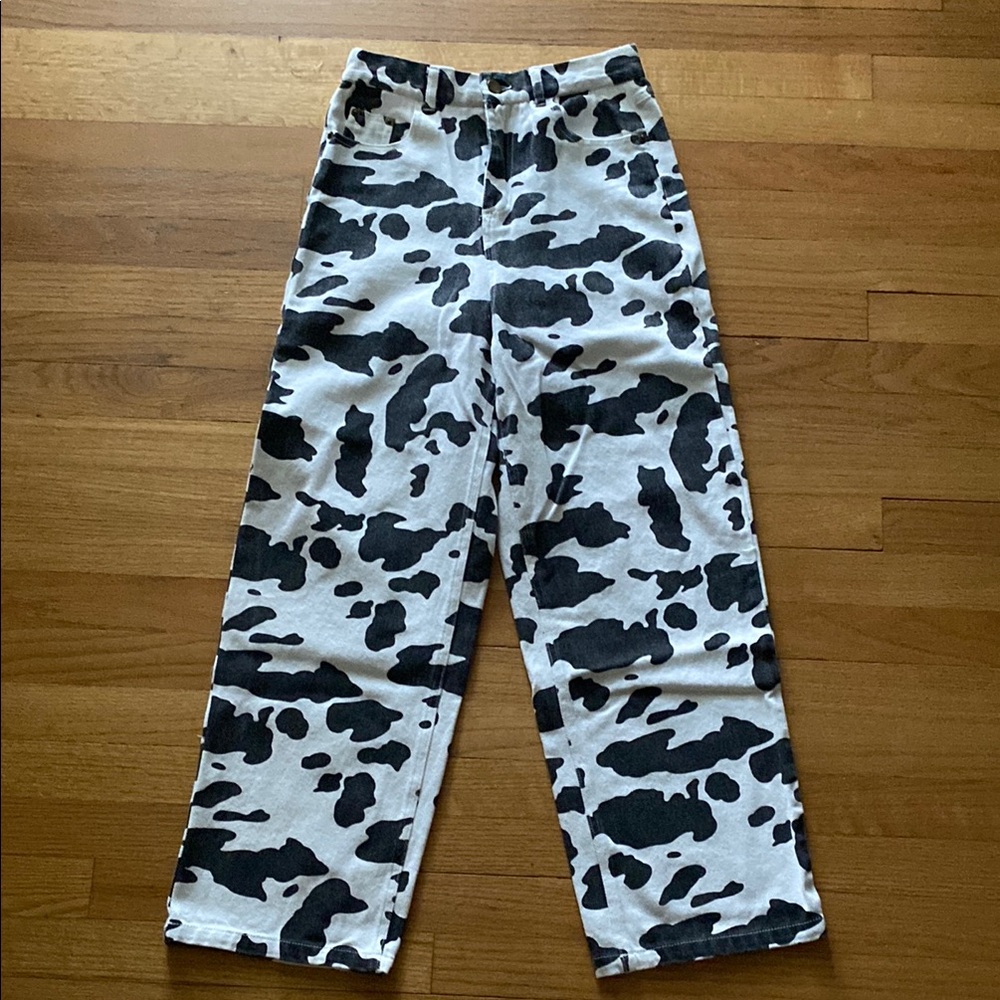 wide leg cow print Jessie jeans